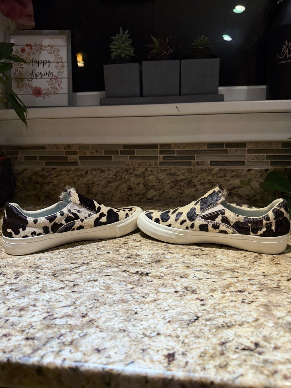 NWOT - SeaVees Cow Print Slip-On Sneakers - Black & Cream - Size 8.5 - Picture 6 of 7